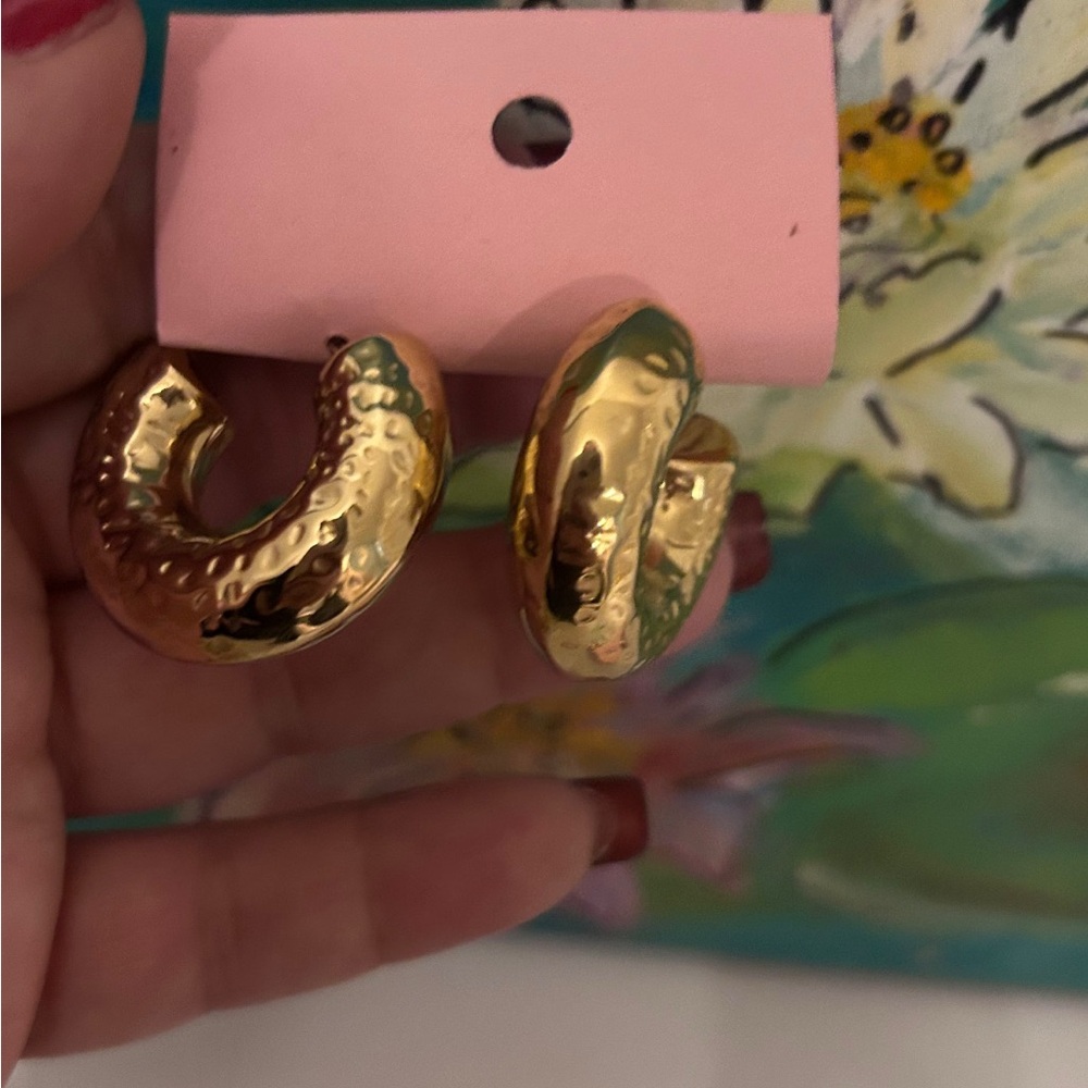 Gold Textured Hoop Earrings